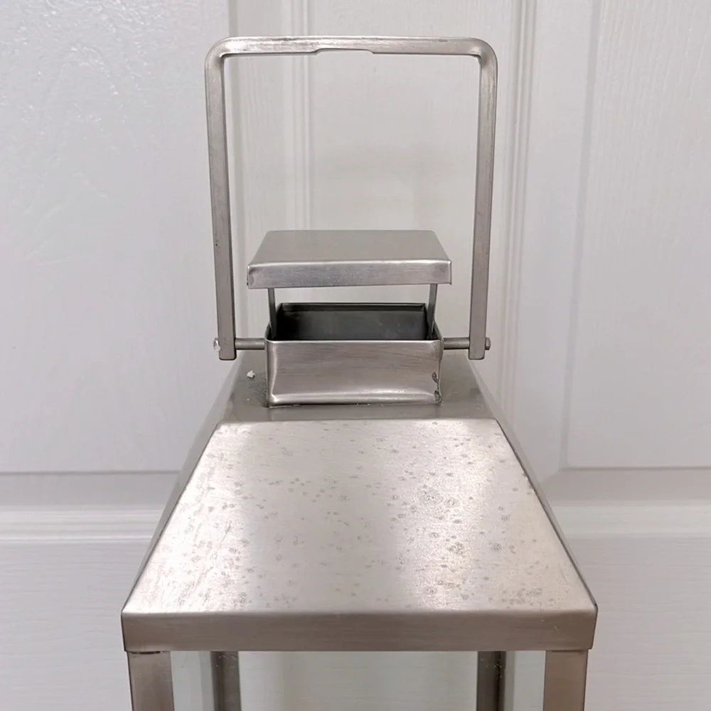 West Elm Modern Candle Lantern Glass & Metal EUC